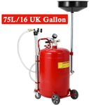 Air Pneumatic Waste Oil Drain Tank 75L/16 UK Gal Fluid Fuel Extractor Drain Tank
