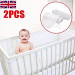 Cot Bumper 2PCS baby Crib surrounds Breathable 3D Anti-Airflow Mesh Lining UK
