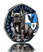FRENCH  BULLDOG Silver Commemorative Coin. Colour. Favourite Dogs. Puppy/Pup/Dog