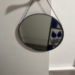 Rennie Mackintosh Style Leaded Glass Mirror - Handmade - New- 29cm Diameter