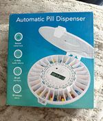 Automatic Pill Dispenser White, Secure Metal Lock, 6 Audio Alarms, 28 Sections