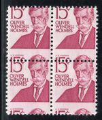 1965 US SC 1288 Oliver Wendell Holmes Block 4, Horizontal Perf Shift Error EFO