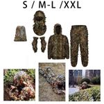 Ghillie Suit Breathable Full Face Mask Gloves Set for Game Hunting Halloween