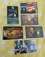 6 x pure gold bar coincards direct from USA mints ON DISCOUNT