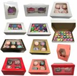 Windowed Cupcake Boxes for 1, 2, 4, 6, 12 & 24 Cup Cakes - ANY COLOUR ANY AMOUNT