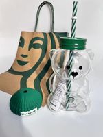 Authentic Starbucks Bearista Limited Edition Bear Glass Cold Cup, Glass