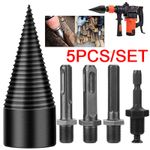 5PC/SET Firewood Drill Bit Wood Cone Hex Shank Wood Log Splitter Screw Splitting