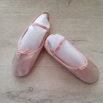 Roch Valley Pink Satin Ballet Shoes with elastic,  Suede Sole, Size adult 5 ½ 39