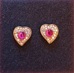 Betsey Johnson Designer Silver Heart with Crystal Pierced Stud Earrings 1/2 inch