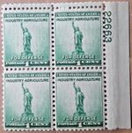 1940 US Stamp 1 Cent / 1c MNH - OG - Block Pane #22663 Statue of Liberty - Env#1
