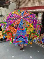 Sun Parasol HIPPIE Hand Embroidered Sun Shade Beautiful Garden Yard Umbrella 72"