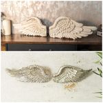 Angel Wings Ornament Set Fairy Feathered Home Silver White Decorations Grave