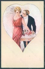 Artist Signed Corbella Glamour Fashion Couple Lady serie 224-6 postcard HR2893