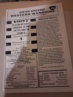 Exeter Western Warriors v Belle Vue Colts 23/6/97 Blank Programme Vgc