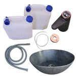 Grey Wood Campervan Sink Kit 31cm Melamine Basin Rechargeable Copper Tap 10L Pod