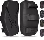 AQF Thai Pads for Kickboxing Leather Muay Thai Curved Strike Shield MMA Training
