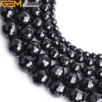 AAA Natural Genuine Faceted Black Tourmaline Stone Loose Beads Jewelry Making15"