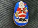 Limoges Porcelain Peint Main Trinket Box Santa Claus Christmas