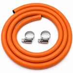 2m x 8mm LPG Gas Hose + 2 Hose Clips BS3212/2 Butane Propane Caravan Motorhome