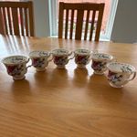 Royal Albert ‘Anemones’/‘March’ bone china teacups - set of 6