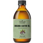 Organic Castor oil 250ml 100% Natural - Glass Bottle, Cold pressed, Hexane Free