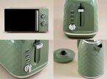 Green Diamond textured 1.7L Kettle 2 slice Toaster 17L Microwave set