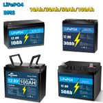 12V  100Ah 50Ah 30Ah 10Ah LiFePO4 Battery Deep Cycle BMS for RV Trolling Motor