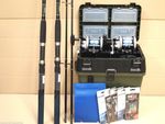 2  Rod / Reel Sea Fishing Boat Kit Seat & Tackle Box Tackle Rigs set Shakespeare