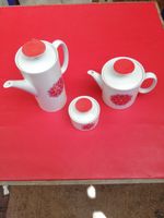 Thomas Germany 1960’s. Coffee Pot , teapot ,and sugar bowl. Red Pinwheel .