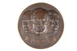 The Big Three WW2 Bronze Medal Relief Picture Churchill Stalin Roosevelt c. 1945