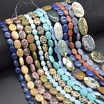 Oval Beads - 10mm - 35mm - 14" strand, For Jewellery Making