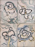 Edo Era/Japanese hand drawing book/Castle map designs/Formation diagram/Antique