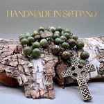 Handmade in Scotland Celtic Jade Rosary Beads Catholic Christian Crucifix