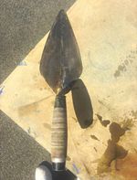 Marshalltown 9inch narrow London pattern brick trowel with leather handle .