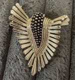 Boucher Gold-Tone Brooch with black enamel 2inch
