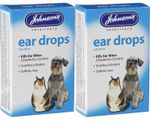 Johnsons Dog Cat Ear Drops Soothes Itching Wax Infection Kills Mites 2 pcks 15ml