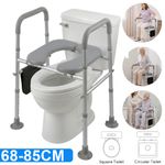 Adjustable Commode Chair Bedside Toilet Aid Over Toilet Riser Frame Padded Seat