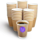 Disposable Ripple Triple walled Paper Coffee Cup Brown Cups with/without Lids