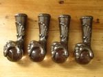 Antique Cast Iron Metal Glass Ball Table Feet X 4 Approx 14cm ea Grotesque Faces