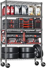 MZG 5 Tier Metal Storage Shelf Storage Rack w/ Wheel Commercial Wire Rack 75.6"H