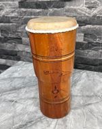 Vintage Handmade Wooden Bongo Drum Natural Hide Skin, Tribal Percussion 10"