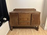 Vintage Oak Sideboard Cabinet Carved Detail Storage Unit Drawers Cupboard 126cm