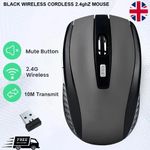 BLACK WIRELESS CORDLESS 2.4ghZ MOUSE USB DONGLE OPTICAL SCROLL FOR PC LAPTOP MAC