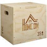 HOMCOM 3-in-1 Wooden Plyo Box for Home Gym, Workout Training, Natural