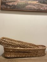 Vintage Wicker Baguette Bread Basket x 2 rustic cottagecore kitchen decor