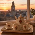 Vintage Florentine China Miniature Tea Set Gillingham Kent Crest Teapot Cups