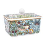 Butter Dish with Lid Fine China W.Morris Strawberry Thief Cheese Serving Storage