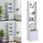 3/4/5 Tier White MDF Freestanding Bookcase/Bookshelf Storage Unit Shelf 2 Drawer