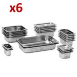 6x Stainless Steel Gastronorm Pan Gastro Container Tray Food Storage & Warming