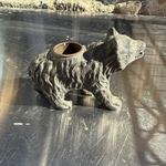 Vintage Cast Metal Bear Inkwell with brass insert C1900 desk fountain pen (21)